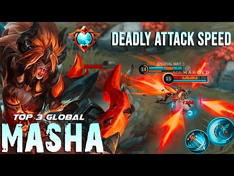 Crazy Attack Speed !! Masha Aggressive Offlaner | Top 3 Global Masha By JENDRAL MAY :)