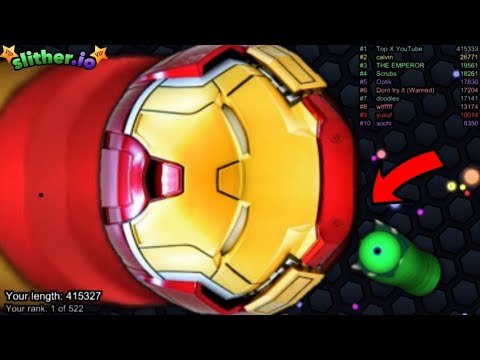 Slither.io A.I. Hulk Buster Vs Giant Snakes - Epic Skin Slitherio Vip Best Gameplay - World Record
