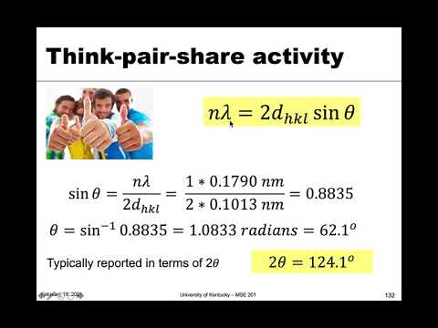 MSE 201 S21 Lecture 12 - Module 3 - Bragg's Law Example