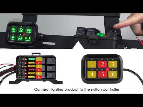 6 Gang Led Switch Panel kit Automatic Dimmable Universal(Green light) light bar controller