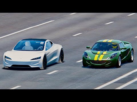 Tesla Roadster vs Lotus Elise - Drag Race