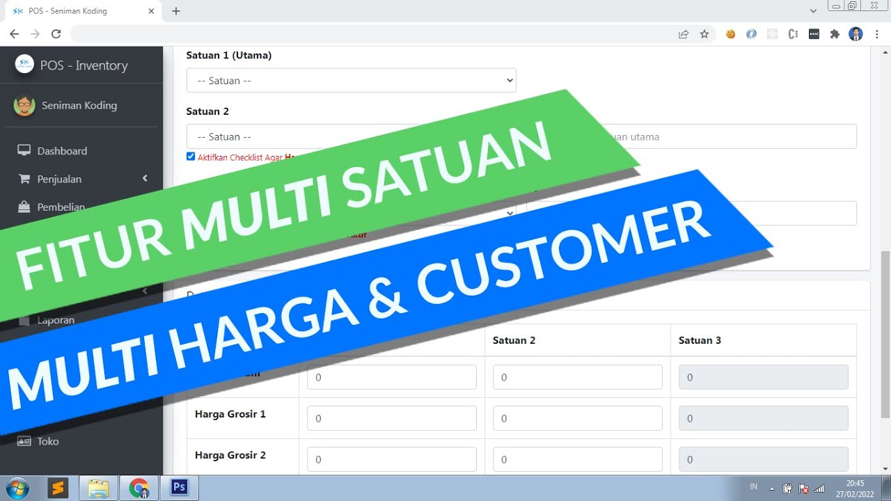 seniman koding, doni asrul afandi, doni afandi, POS Kasir Retail (Point Of Sales) FITUR Multi Satuan Multi Harga Multi Customer - POS Seniman Koding