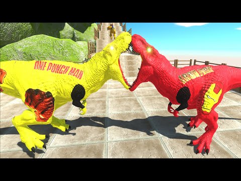 One punch man T REX mountain death fall | 🦖Animal Revolt Battle Simulator🦕
