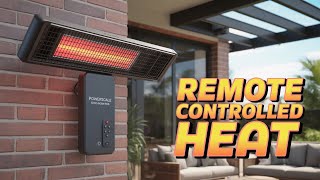 Powerscale 1500W Electric Patio Heater, IP65 Waterproof, Remote, Fast Heating, 4 Heat Levels