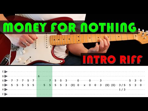 MONEY FOR NOTHING - Guitar lesson - Intro Riff with tabs (fast & slow) - Dire Straits