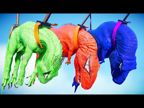 T-REX COLOR PACK vs INDORAPTOR vs I-REX (DINOSAURS BATTLE) - Jurassic World Evolution 2