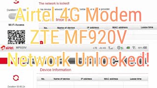 How to Unlock Airtel 4G Modem ZTE MF920V for All Network ?