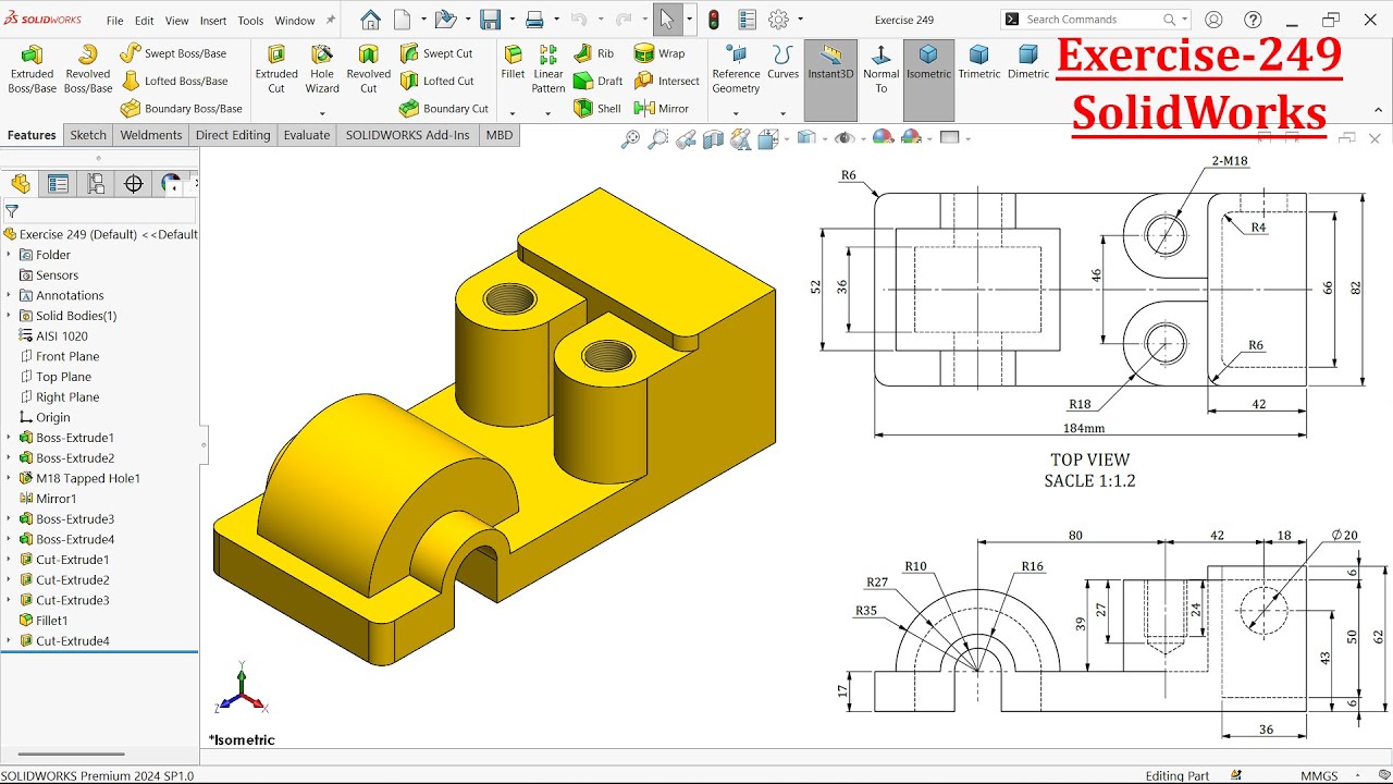 SolidWorks Tutorial For Beginners-Exercise 249