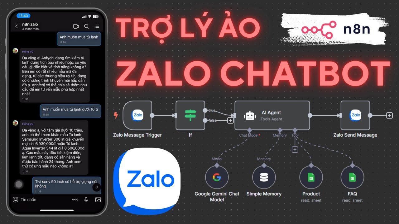 N8N - Trợ lý ảo Chatbot Zalo cá nhân tự động trả lời theo kịch bản