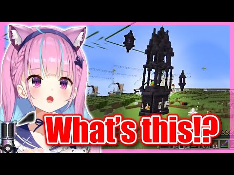Aqua reacts to Rushia's Demon Lord Castle in Minecraft 【ENG Sub Hololive】