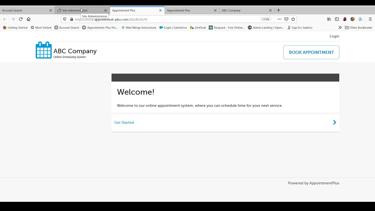 Customer View URL Appointment Plus Software