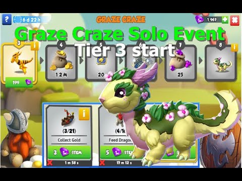 Graze Craze Solo Event-Dragon Mania Legends | Meadow Dragon Tier 3 start |  DML