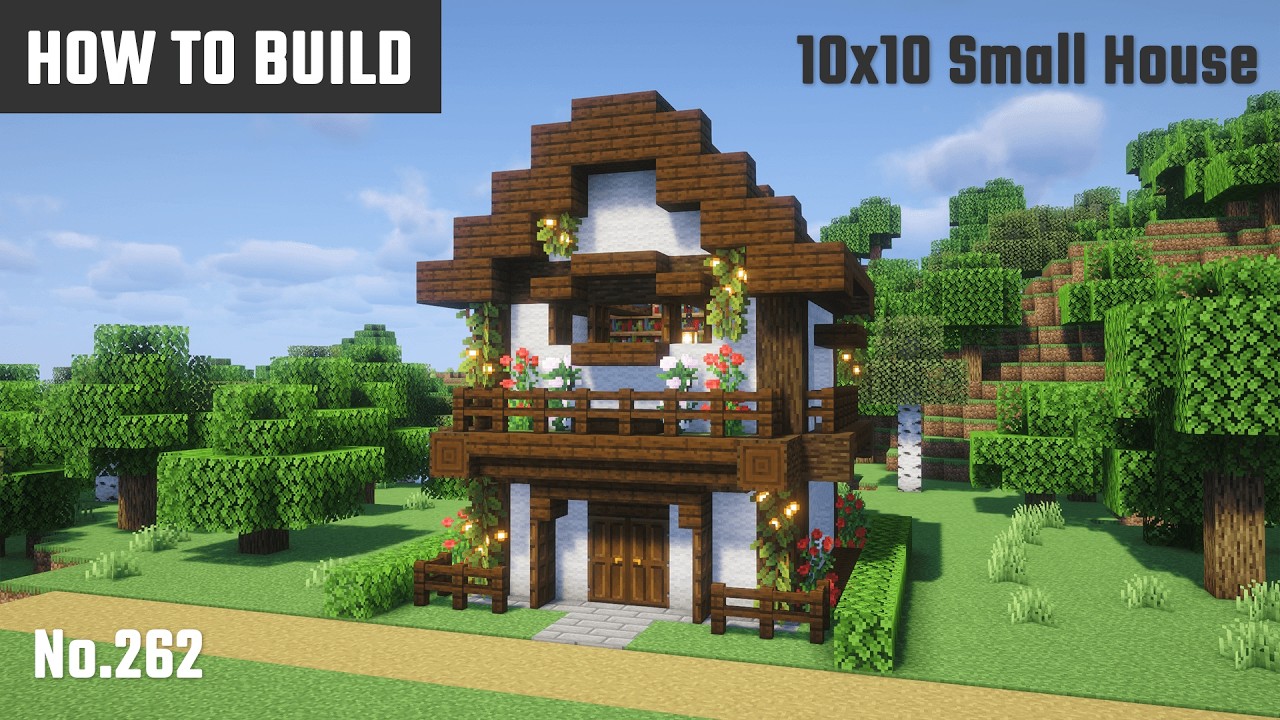 マイクラ建築：花の装飾の家の作り方。10x10ブロックで簡単に。No.262【Minecraft】