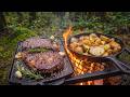 Cooking Steak In The Rain Wild Alaska Forest