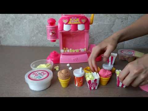 Moon Dough Popcorn Machine Snack Shop Movie Theater Popcorn Make Play Doh Ice Cream Sundae