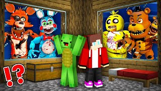 JJ and Mikey HIDE From Scary FNAF At Night in Minecraft Challenge Maizen Five Nights At Freddy's
