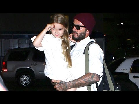 David Beckham Carries Daughter Harper Through LAX
