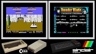 C64 vs ZX Spectrum : THUNDER BLADE (Side by side comparison)