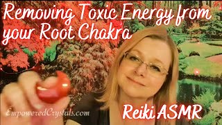 Reiki asmr. Removing toxic energy from your root chakra. Red Jasper crystal healing