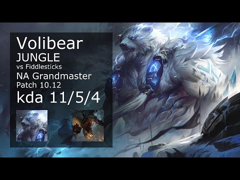 Volibear Jungle vs Fiddlesticks - NA Grandmaster 11/5/4 Patch 10.12 Gameplay