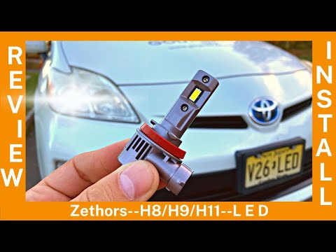 AFFORDABLE LED Headlight Bulbs H11/H9/H8 Toyota Prius 2010-2015 Zethors -Review-Install-Test Drive