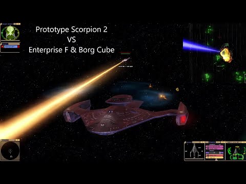 Scorpion 2 Prototype VS Enterprise F & Borg Cube | Genesis Device! | Star Trek Ship Battle |