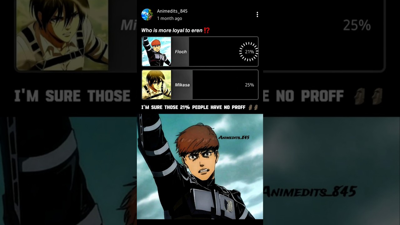 WHO IS MORE LOYAL TO EREN | MIKASA OR FLOCH AOT EDIT... #onepiece#aot#eren#fyp #memes#anime#bigguy