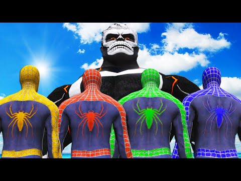 Spider-Man, Green Spiderman, Blue Spiderman, Yellow Spiderman VS Hulk-Rider