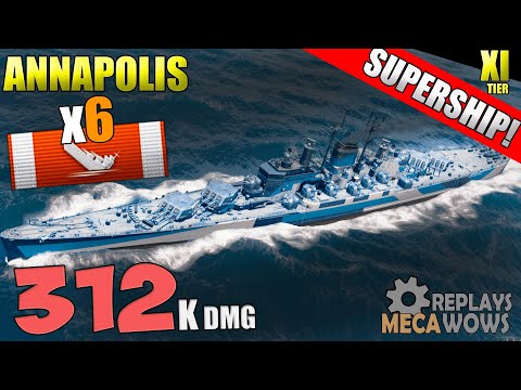SUPERSHIP Annapolis 6 Kills & 312k Damage | World of Warships Gameplay 4k