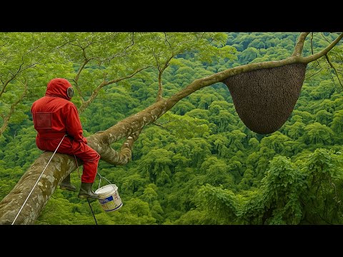 UNBELIEVABLE! Brave Man's Most Dangerous Climb on Giant Tree for Wild Honey