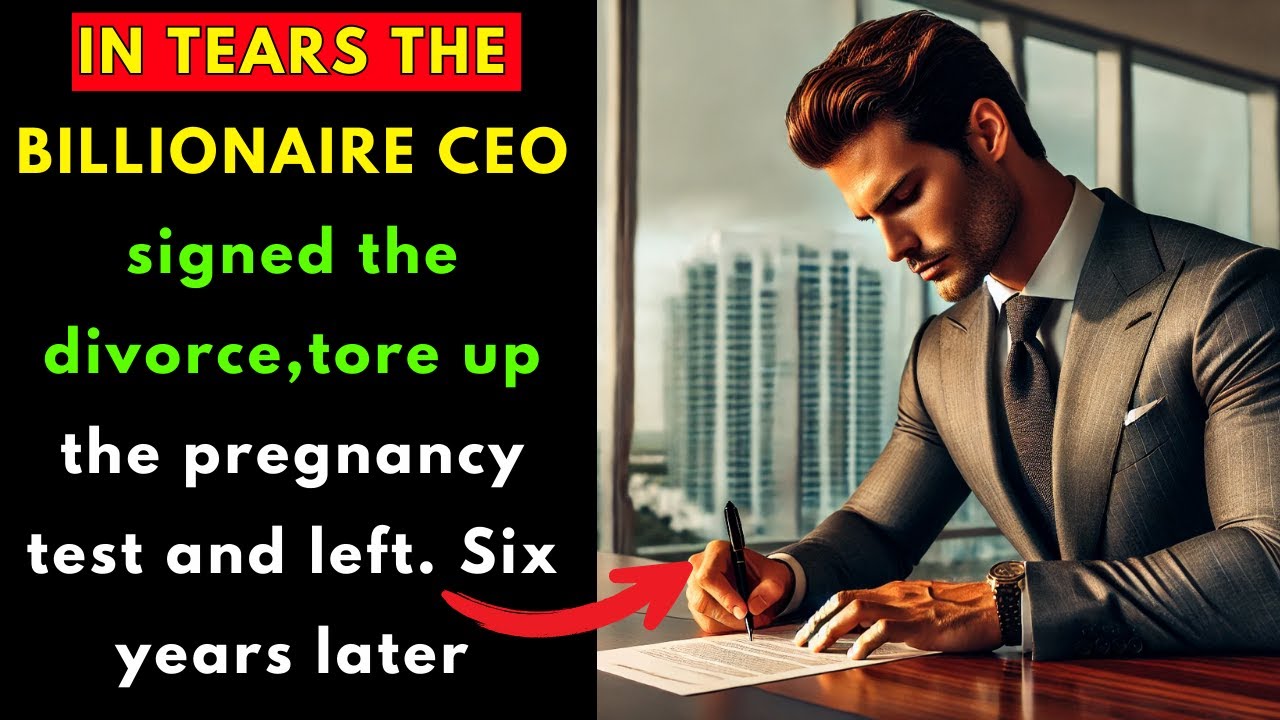 IN TEARS THE BILLIONAIRE CEO SIGNED THE DIVORCE,TORE UP THE PREGNANCY TEST AND LEFT. SIX YEARS LATER