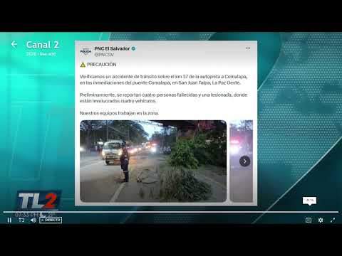 Múltiple colisión vehicular deja cuatro fallecidos y un lesionado en la autopista Comalapa. TL2