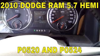 2010 Dodge Ram P0520, p0524 Oil Pressure Sensor