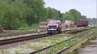 preview picture of video 'Hi-Rail car departure from Antsla station'