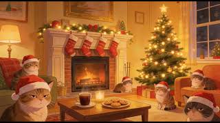 Christmas Jazz with Grumpy Judgemental Cats in a Cozy Christmas house, crackling fire ❄️