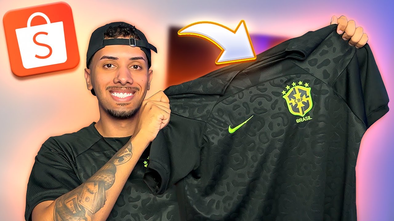 COMPREI A CAMISA PRETA DO BRASIL NA SHOPEE