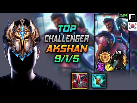 Challenger Akshan Top vs Gangplank - 챌린저 아크샨 철갑궁 집공 - LOL KR 11.24