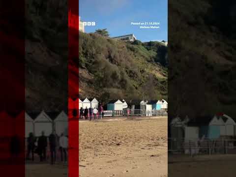 Video | Woman and dog narrowly escape landslip on UK beach. #Landslide #UK #BBCNews
