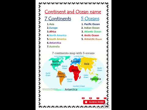 Seven Continents and five oceans of the world