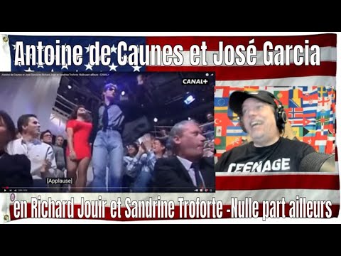 Antoine de Caunes et José Garcia en Richard Jouir et Sandrine Troforte -Nulle part ailleurs-REACTION