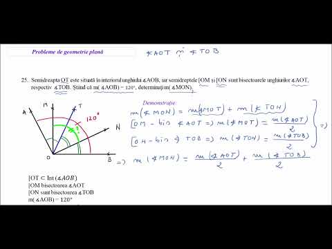 *Probleme de geometrie plana - Pb 25 - [OM și [ON sunt bisectoarele unghiurilor ∡AOT, respectiv ∡TOB