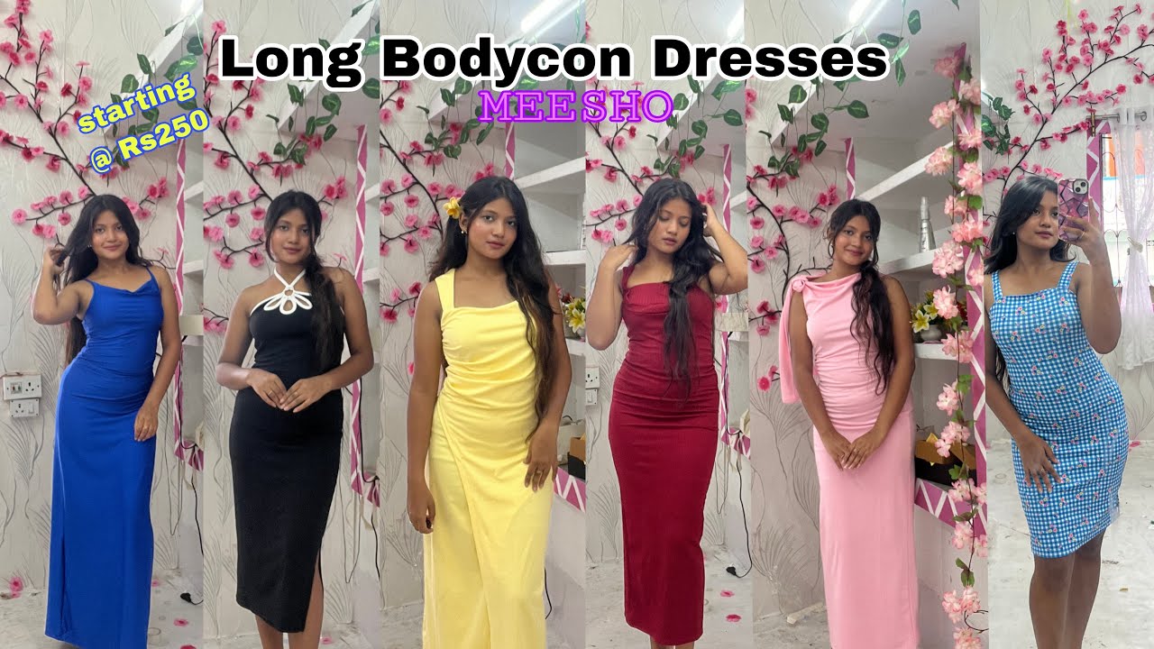 Long Bodycon Dresses From Meesho 💜|| Party Dresses under ₹500🌷|| Starting @ ₹250😱 #meeshohaul 
