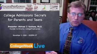 CollegeWeekLive KeyNote Speech: College Admissions Secrets for Parents & Teens, 11/3/16