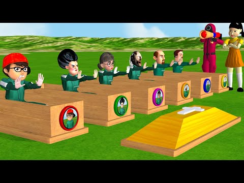 Scary Teacher 3D vs Squid Game Hide in Wood Coffin 6 Times Challenge Miss T and Granny Loser