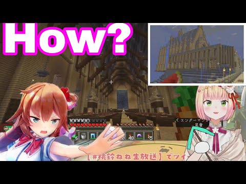 Hololive Cut - Momosuzu Nene Is Utterly Blown Away By Chamawarts School Of Magic | Minecraft [Hololive/Eng Sub]
