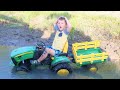 When tractors working on the farm turns into playing in the mud | Tractors for kids