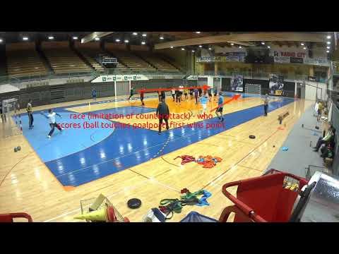 HANDBALL TACTIC BOARD: goalkeepers warm up + race (counterattack)