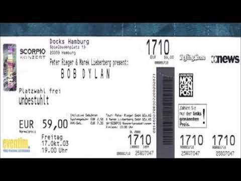 Bob Dylan 2003 Autumn Tour of Europe – Docks, Hamburg Germany   17 October 2003