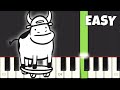 Real Man Asdf Skateboarding Cow Song EASY Piano Tutorial