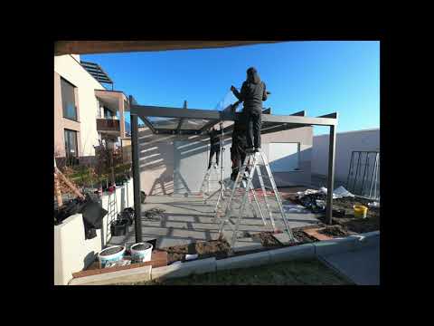 Aufbau eines Terrassendachs Terrazza Pure von Weinor durch die Firma GK Sonnenschutz GbR